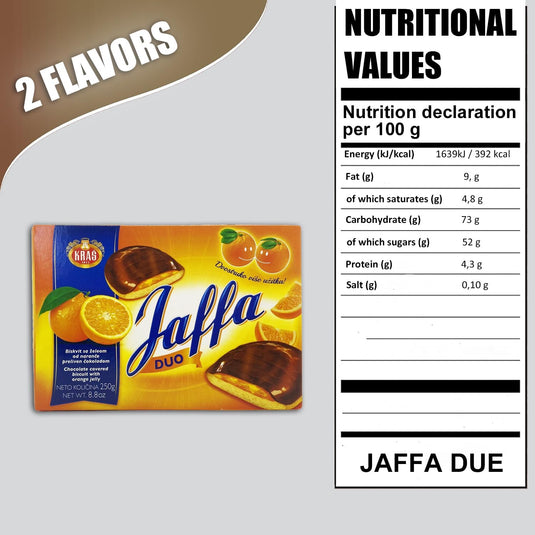 6 PCS - 250G Jaffa Duo Orange Jelly & Chocolate Covered Biscuits 250g Twin Pack - Rich Cocoa, Real Orange Juice, 52% Cocoa Coating Jaffa Cakes (250 G, 6 PCS)