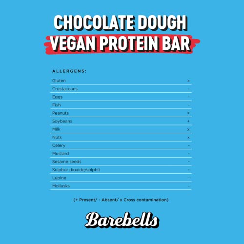 Barebells Vegan Protein Bar - Delicious Protein Bar with Chocolate - Low Sugar, 15 g Protein, No Palm Oil - Vegan Chocolate Dough, 12 x 55 g