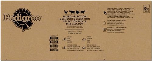 Pedigree Adult Dog Food Vital Protection, 84 Portion Bags, 84 x 100 g (1 Bulk Pack) – Wet Dog Food in Sauce with Chicken, Beef, Lamb and Turkey