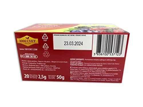 Fruitthee uit de Alpen - Beste kruidenthee met bramen- en frambozensmaak 4 verpakkingen van 20 zakjes (80 theezakjes) (Secrets of The Forest - 80 zakjes)