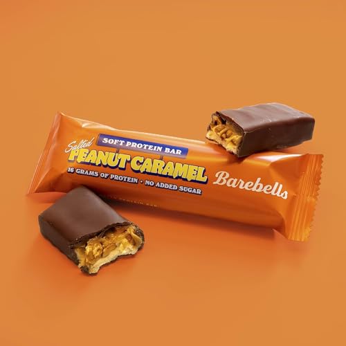 Barebells Protein Bars - Delicious Soft Protein Bars with Chocolate - Low Sugar, 16 g Protein, Palm Oil Free - Soft Bar Salted Peanut Caramel, 12 x 55 g