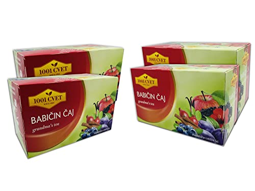 Fruitthee uit de Alpen - Beste kruidenthee met wilde kersensmaak 4 verpakkingen van 20 zakjes (80 theezakjes) (Betoverende kersenthee - 80 zakjes)