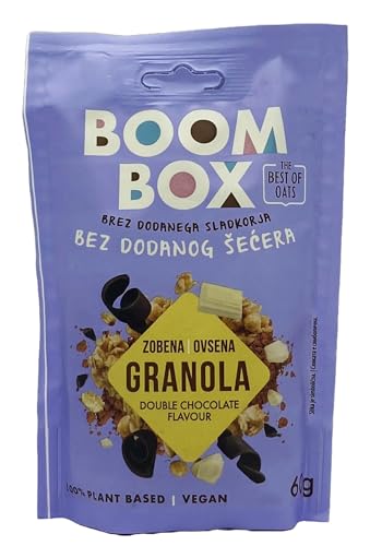Verpakking van 16 - Boom Box Muesli (Dubbele Chocolade (60g))Merk Sorin Smaak Dubbele Chocolade (60g) Leeftijdscategorie (beschrijving) volwassene Artikelvorm Flaky Specialty Proteinreich