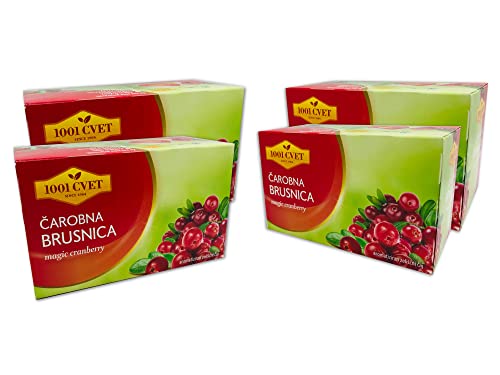 Fruitthee uit de Alpen - Beste kruidenthee met cranberrysmaak 4 verpakkingen van 20 zakjes (80 theezakjes) (Magic Cranberry Tea Bags - 80 zakjes)