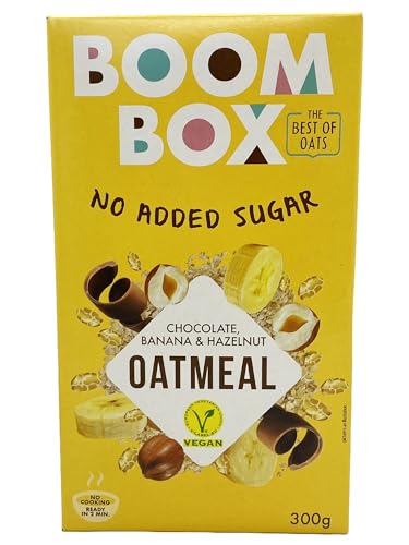 6 Pack BOOM BOX Havermout – gezonde ontbijtselectie (Banaan, Hazelnoot - 300g)