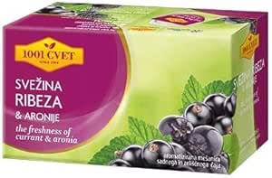 Fruitthee uit de Alpen - Beste kruidenthee met aalbes- en aroniasmaak 4 verpakkingen van 20 zakjes (80 theezakjes) (De frisheid van zwarte bessen en aronia - 80 zakjes)