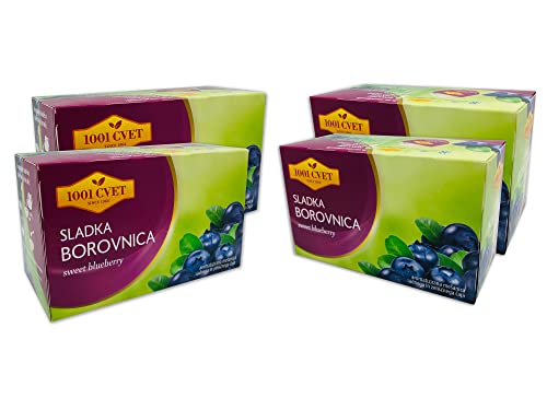 Fruitthee uit de Alpen - Beste kruidenthee met bosbessensmaak 4 verpakkingen van 20 zakjes (80 theezakjes) (zoete bosbessenthee - 80 zakjes)