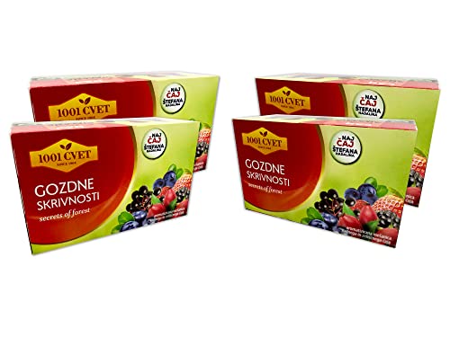 Fruitthee uit de Alpen - Beste kruidenthee met bramen- en frambozensmaak 4 verpakkingen van 20 zakjes (80 theezakjes) (Secrets of The Forest - 80 zakjes)