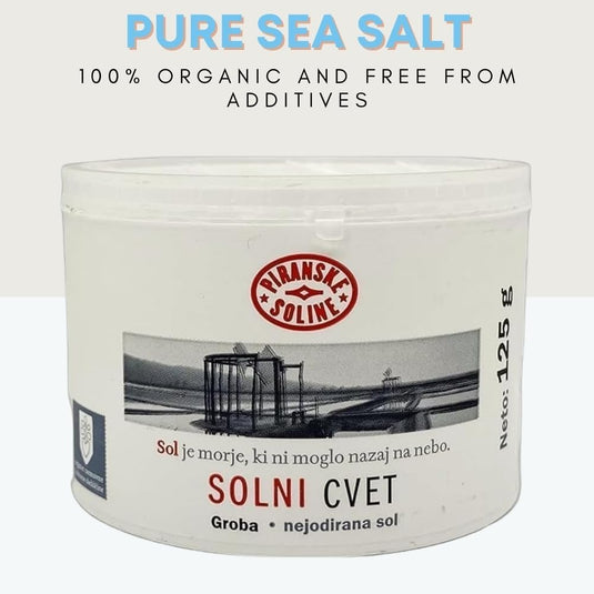 Solni Cvet - Zoutbloem 125 g (Beschermde Oorsprongsbenaming) - puur biologisch en ongeraffineerd zeezout - geschikt voor koken en tafelzout (6 stuks)