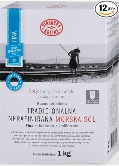 Traditioneel fijn gejodeerd ongeraffineerd zeezout (1 kg zak) - puur biologisch en ongeraffineerd zeezout - goed voor koken en tafelzout (35 oz) (12)