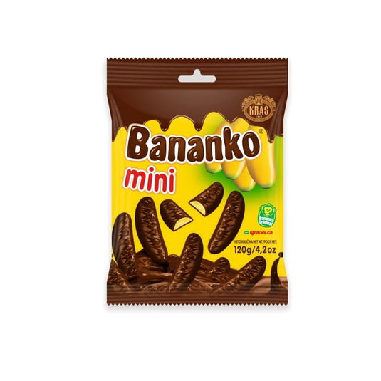 Kraš Bananko 120g - Irresistibly Delicious Mini Chocolate Covered Foam Bananas - Treat Yourself to Every Bite of Sweet Bliss! Pack of 5