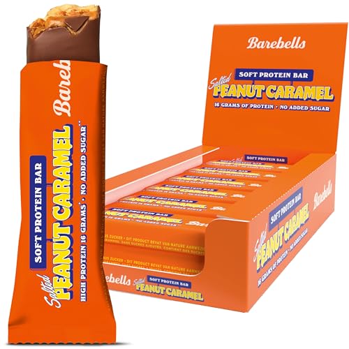Barebells Protein Bars - Delicious Soft Protein Bars with Chocolate - Low Sugar, 16 g Protein, Palm Oil Free - Soft Bar Salted Peanut Caramel, 12 x 55 g