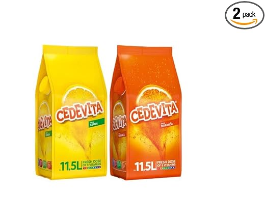 Cedevita Lemon/Cedevita Orange (Limun/Narandza) 9 Vitamins, Instant Powder Vitamin Drinks Mix 2 x 900 g, Makes 23 L Juice Alcohol-Free