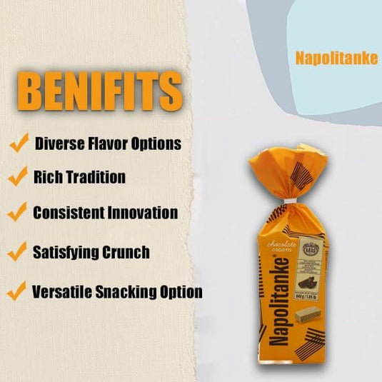 8 PCS - 840G NAPOLITANKE KRAS Premium Waffles - Premium Waffle Biscuits with Delicious Milk, Chocolate Cream - Various Sizes (840 g Chocolate & Cream, Pack of 8)