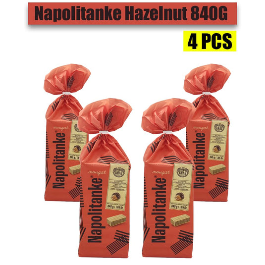 4 PCS - 840G NAPOLITANKE KRAS Premium Waffles - Premium Waffle Biscuits with Delicious Milk, Chocolate Cream - Various Sizes (840 g Chocolate & Cream, Pack of 4)