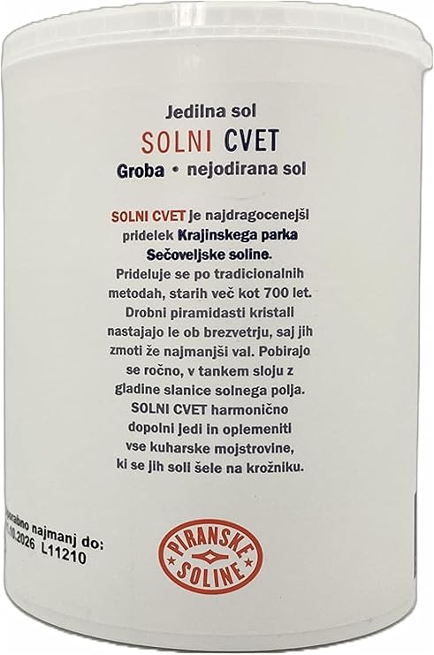 Solni Cvet - Fleur de Sel 250 g (Beschermde Oorsprongsbenaming) - puur biologisch en ongeraffineerd zeezout - uitstekend om mee te koken en als tafelzout (12 stuks)
