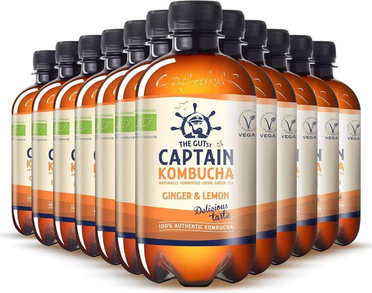 The Gutsy Captain Kombucha Kombucha Tea 12 x 400 ml Ginger Lemon