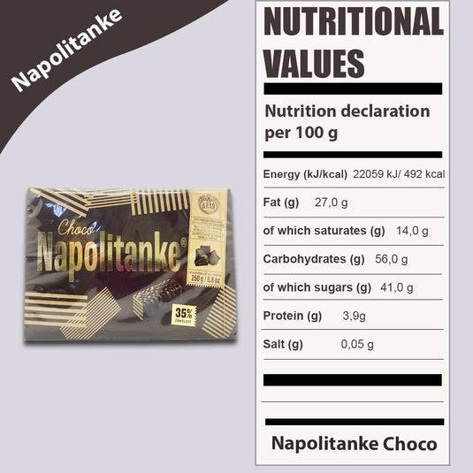 12 PCS - 250G Choco NAPOLITANKE KRAS Premium Waffles - Premium Waffle Biscuits with Delicious Milk, Choco Fillings - Various Sizes (250 g, Pack of 12)