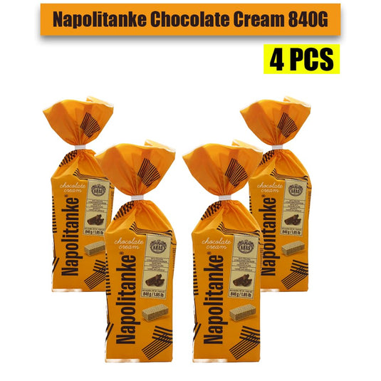 4 PCS - 840G NAPOLITANKE KRAS Premium Waffles - Premium Waffle Biscuits with Delicious Milk, Chocolate Cream