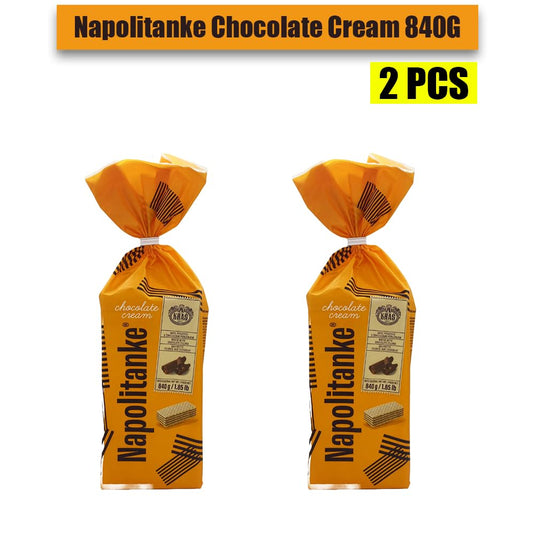 2 PCS - 840G NAPOLITANKE KRAS Premium Waffles - Premium Waffle Biscuits with Delicious Milk, Chocolate Cream - Various Sizes (840 g Chocolate & Cream, Pack of 2)
