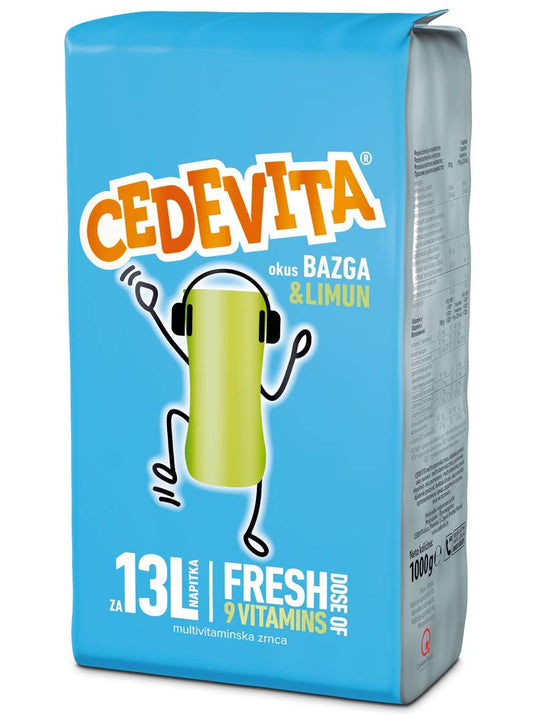Cedevita Instant 9 Vitamins Drink in Granules 1 kg (for 13 Litre Drink) Elderberry and Lemon