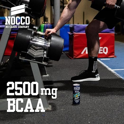 NOCCO BCAA Energy Drink Pack of 24 – Sugar-Free Vegan Energy Drink with Caffeine, Vitamins and Amino Acids – Caribbean Pineapple, 24 x 330 ml (Caribbean)