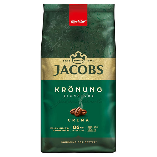Jacobs Krönung Crema Coffee Beans 1 kg - Aromatic, Citrus Note, Nutty, Arabica & Robusta Beans, Intensity 6/10, Ideal for Café Crema