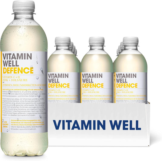 Vitamin Well DEFENCE – 12 x 500ml Bottles | Refreshing Drink with Essential Vitamins
