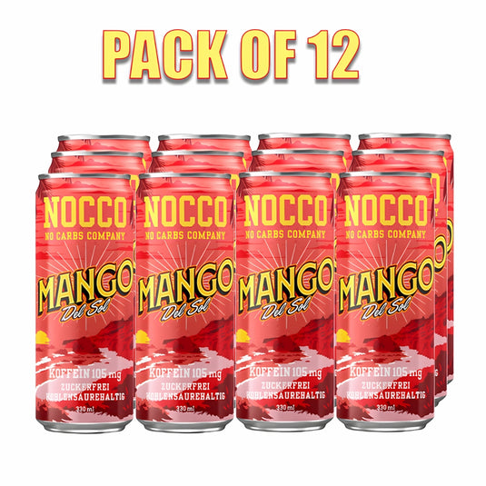 12 NOCCO BCAA DRINK Mango Del Sol 330 ml BCAA 105 mg Caffeine Energy Drink Buxtrade Various Quantities (12 Cans)