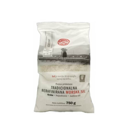 Traditioneel grof ongejodeerd zeezout (750 gram zak) - geheel biologisch