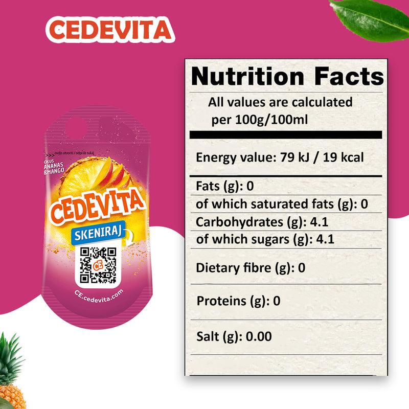 Load image into Gallery viewer, Cedevita Ananas &amp; mango 50 x 19g Sachets – Refreshing Drink Mix with 9 Vitamins
