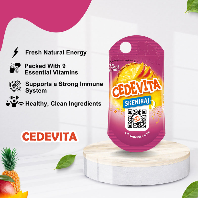 Load image into Gallery viewer, Cedevita Ananas &amp; mango 50 x 19g Sachets – Refreshing Drink Mix with 9 Vitamins
