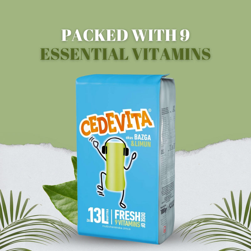 Afbeelding laden in Galerijviewer, Cedevita Instant 9 Vitamins Drank in Granulaat 1 kg (voor 13 Liter Drank) Vlierbes en Citroen 
