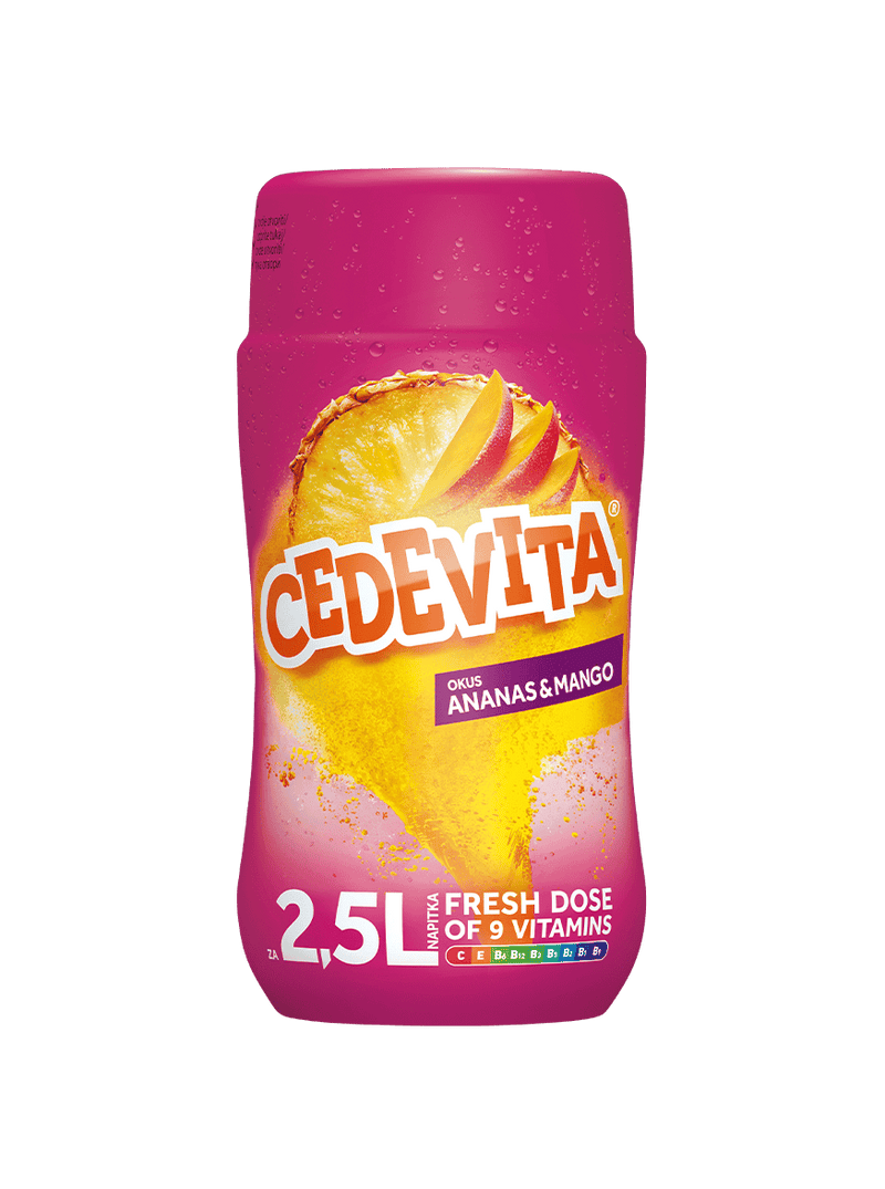 Load image into Gallery viewer, Cedevita Instant Drink Pineapple &amp; Mango – Exotic Tropical Flavor – Enriched with Vitamins C, B1, B2, B3, B5, B6, B9, B12 &amp; E – Refreshing Vitamin Beverage
