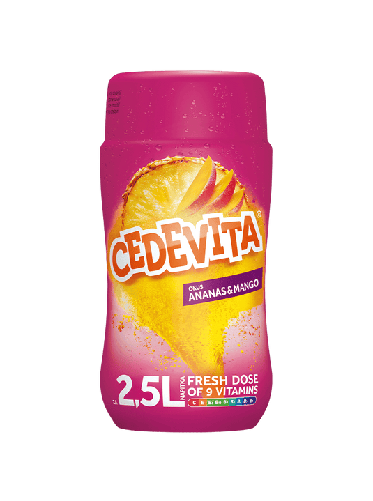 Cedevita Instant Drink Pineapple & Mango – Exotic Tropical Flavor – Enriched with Vitamins C, B1, B2, B3, B5, B6, B9, B12 & E – Refreshing Vitamin Beverage