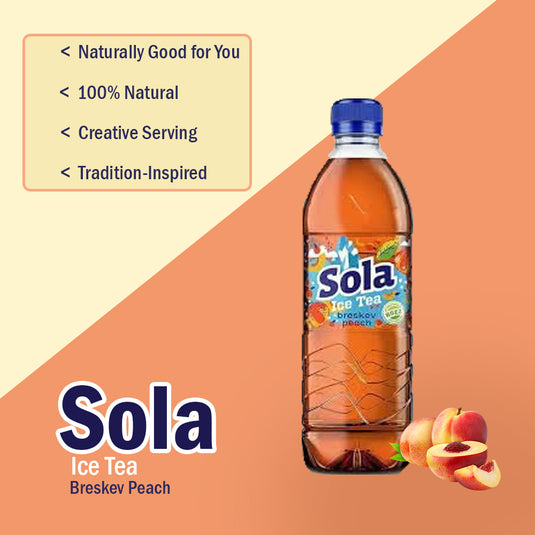 SOLA Peach Ice Tea 0.5L PET - Refreshing Peach Iced Tea (12 Pack)