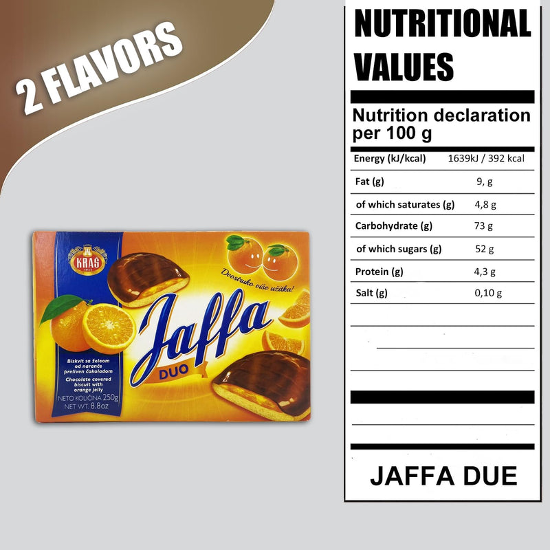 Load image into Gallery viewer, Jaffa Duo Orange Jelly &amp; Chocolate Covered Biscuits 250g Twin Pack - Rich Cocoa, Real Orange Juice, 52% Cocoa Coating Jaffa Cakes, Multiple Sizes 125g, and 250g (250 G, 3 PCS)
