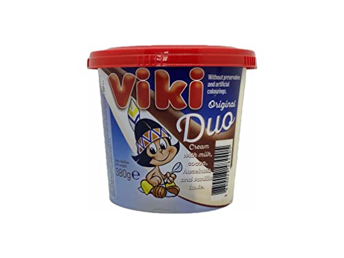 Load image into Gallery viewer, Viki Duo 380 g – Two-Tone Chocolate Snack – Half Dark Chocolate &amp; Half White Vanilla Cream
