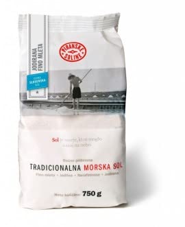 Fine iodized traditional unrefined sea salt (750g bag) - all organic, unrefined sea salt - good for cooking and table salt