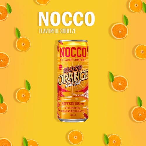 Load image into Gallery viewer, NOCCO BCAA Drink incl. deposit - Apple flavor - Fitness drink with aloe vera - Sugar-free &amp; caffeine-free - No Carbs Company (12 Cans, Blood Orange)
