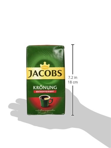 JACOBS 500g Krönung Entkoffeiniert Decaf Ground Coffee – Smooth Flavor, Premium German Coffee, Mild Aroma – Pack of 12