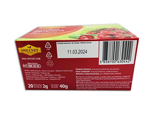 Load image into Gallery viewer, Fruit Tea from the Mountains of the Alps - Best Herbal Tea with Cranberry Flavour 4 Packs of 20 Bags (80 Tea Bags) (Magic Cranberry Tea Bags - 80 Bags)
