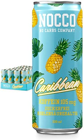 Load image into Gallery viewer, NOCCO BCAA Caribbean 24 x 330 ml Protein Rich Energy Drink without Sugar No Carbs Company Vitamin and Caffeine Boost Carbonated Sports Drinks for Muscle Performance and Regeneration
