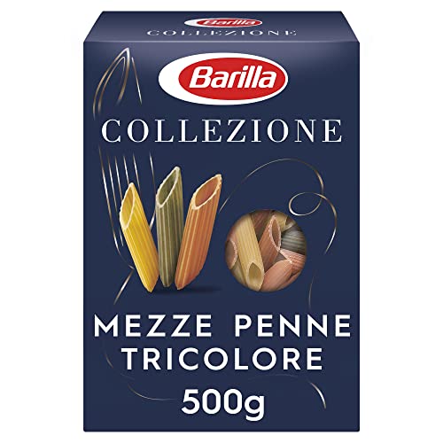 Barilla Mezze Penne Collection Durum Wheat Pasta Tricolore Pack of 3 x 500 g