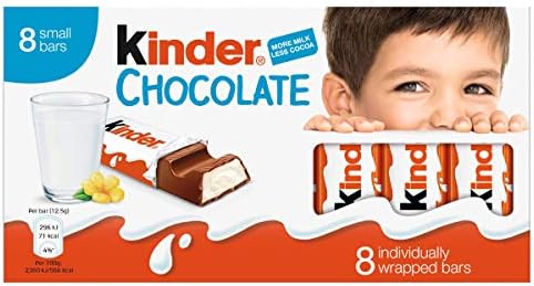 Ferrero kinder milk chocolate bars 10 packs 1kg of 8 bars each 100 grams (1000042179)