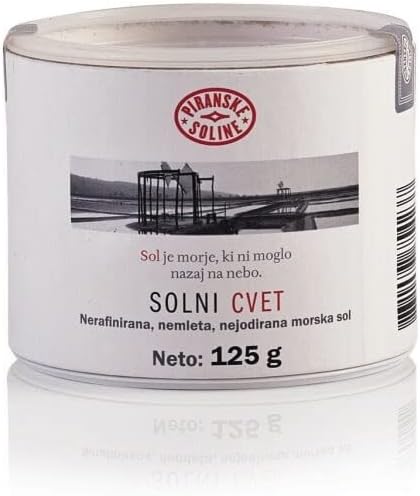 Solni Cvet - Zoutbloem 125 g (Beschermde Oorsprongsbenaming) - puur biologisch en ongeraffineerd zeezout - geschikt voor koken en tafelzout (verpakking van 12) 