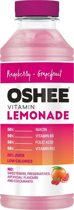 Oshee Vitamin Lemonade, Raspberry & Grapefruit Flavour 555ml (Pack of 6)  Magnesium, Niacin, Pantothenic Acid, Vitamin B6, Folic Acid, Biotin, Vitamin B17