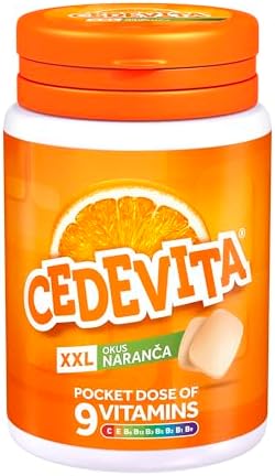 Cedevita Multivitamine Gezonde en zoete gummy snoepjes met 9 essentiële vitamines in oranje glazen smaak - Een zak vol vitamines om het immuunsysteem te versterken - Verpakking van 15 gummy snoepjes 