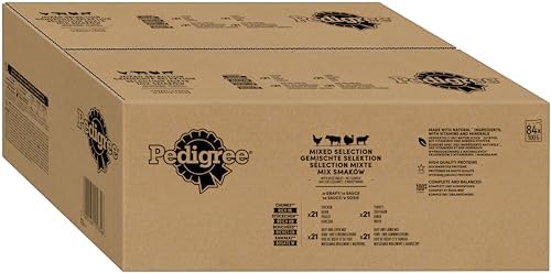 Pedigree Adult Dog Food Vital Protection, 84 portiezakken, 84 x 100 g (1 bulkverpakking) – Nat hondenvoer in saus met kip, rundvlees, lam en kalkoen 