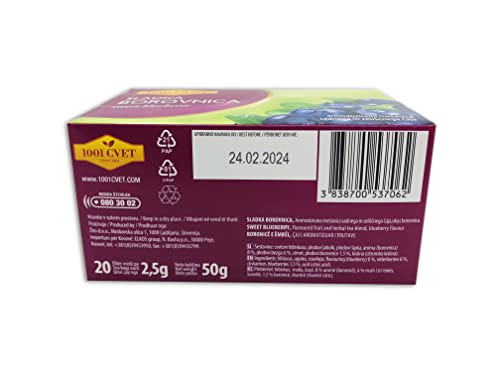 Fruit Tea from the Mountains of the Alps - Best Blueberry Flavoured Herbal Tea 4 Packs of 20 Bags (80 Tea Bags) (Sweet Blueberry Tea - 80 Bags)